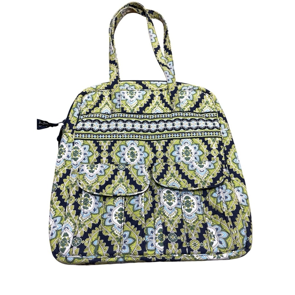Vera Bradley Retired Cambridge Green Tote Bag Green Blue Paisley Purse USA Book